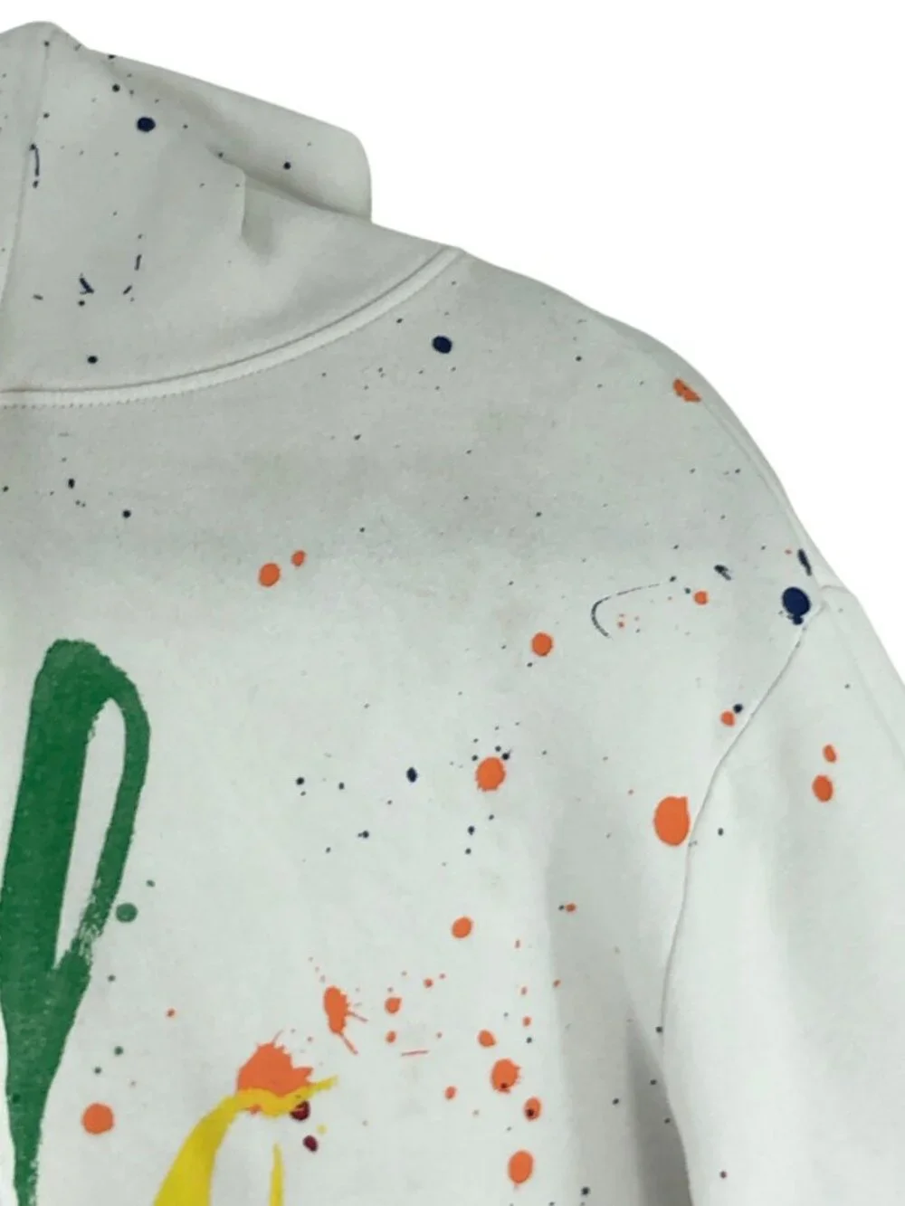 Polo Ralph Lauren Hoodie Men S Paint Splatter Logo White Pullover Pocket BLEMISH